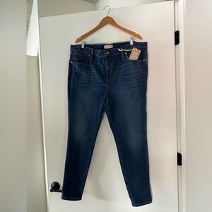 Madewell 10” High-Rise Skinny Jeans 35W Dark Wash NWT